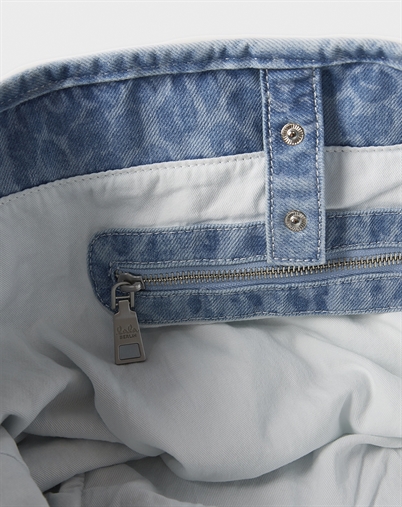 Lala Berlin - Merge East West Printed Denim Tote Taske - Washed Blue Denim